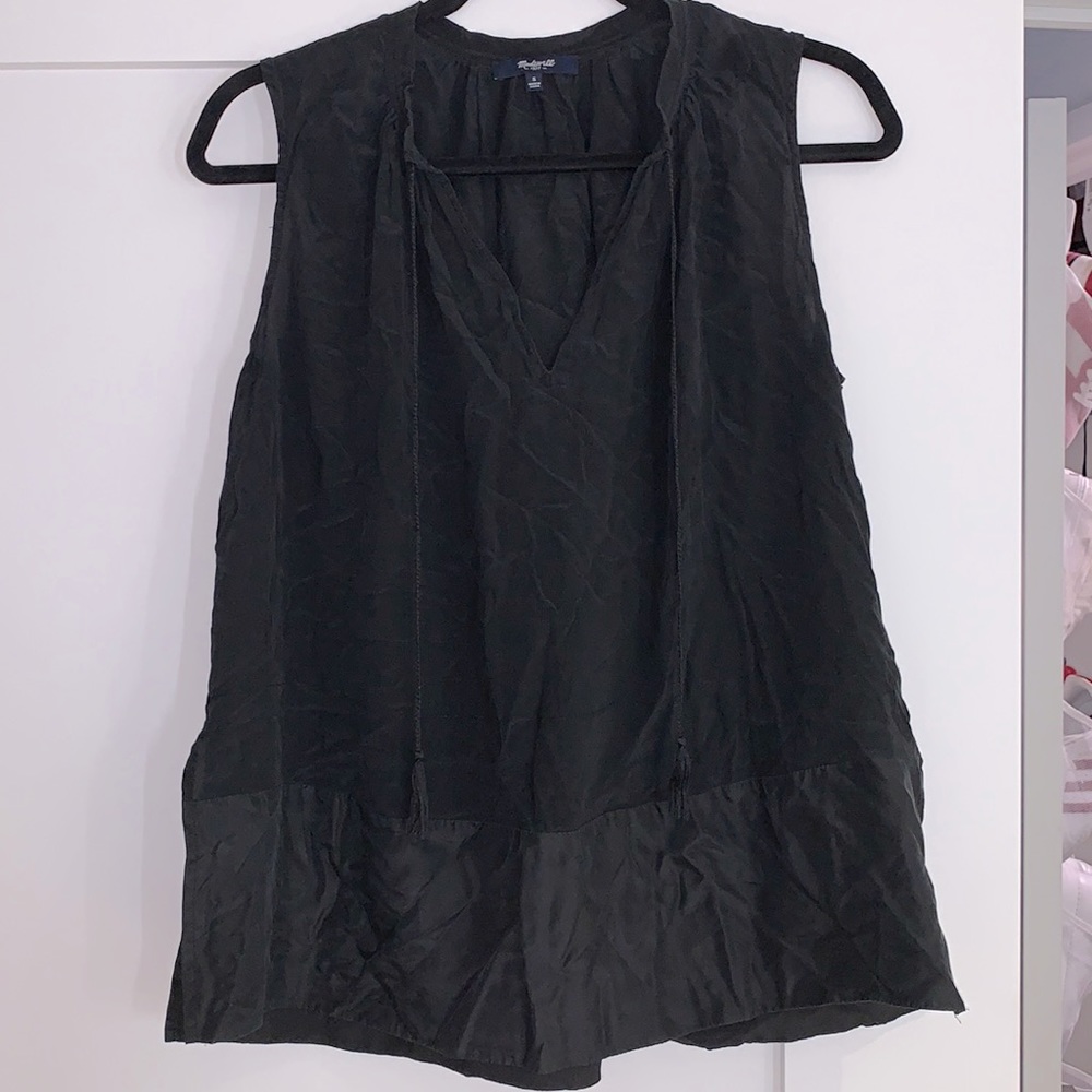 Madewell black sleeveless blouse, size small